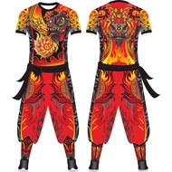 【ks1088.my】 醒狮服装醒狮衣服舞狮T恤短袖上衣裤子套装速干透气团队服装腰带Lion Dance Clothing Lion Dance Clothing Lion Dance T-shirt