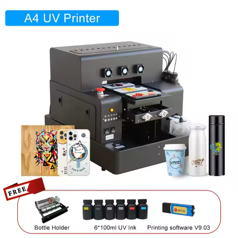 Small Flatbed UV Printer Automatic A4 Size Phone Case Printing Machine UV Printer For Bottle Acrylic