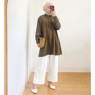 Weijia Fashion OOTD Women's Tunic YUMIYA MINA CRINCLE TUNIC/ Trendy Tunic Top/ Casual Women's Tunic/