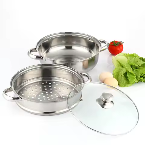 3 Tier Food Steamer with Lid Stainless Steel Steamer Cooker Steamer Pot for Cooking for Vegetable Du