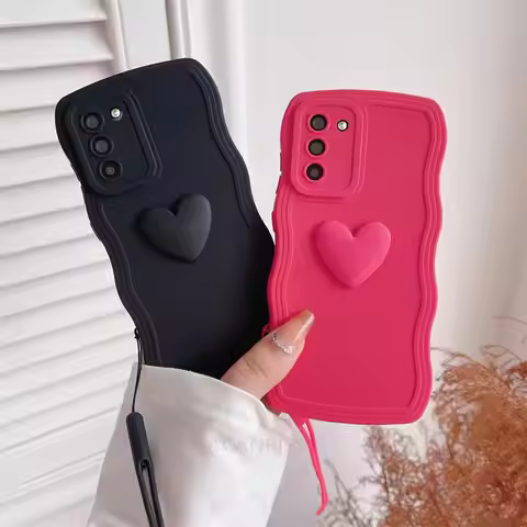 S 21 23 22 Love Heart Wavy Wrist Strap Silicone Case For Samsung Galaxy S23 S21 S22 Plus Ultra S20 F