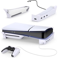 Narsta Horizontal Stand for PS5 Slim Console with 4-Port USB Hub Charging Base Accessories for Playstation 5 Slim Disc&amp;Digital Edition