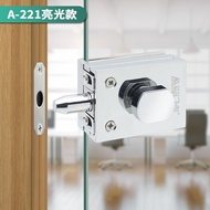 Frameless Door Lock Hole-Free Zinc Alloy Latch Lock Square Single Unlock with Knob Window Wine Cabin