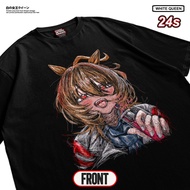 White Queen Agnes Tachyon Game Uma Musume Scribble T-Shirt/ Black Cotton 24s/