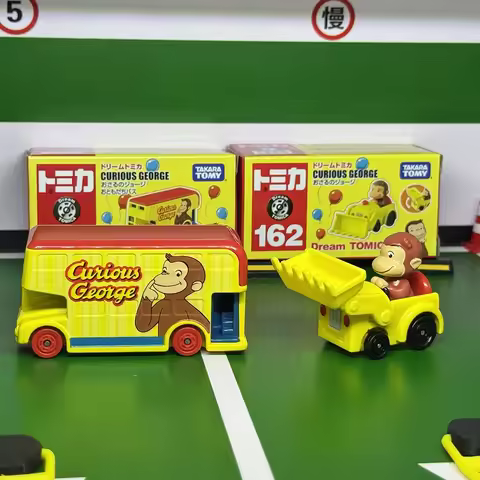Takara Tomy Tomica Dream Tomica SP Curious George Friends Bus Bulldozers Mini Metal Model Car Toys C