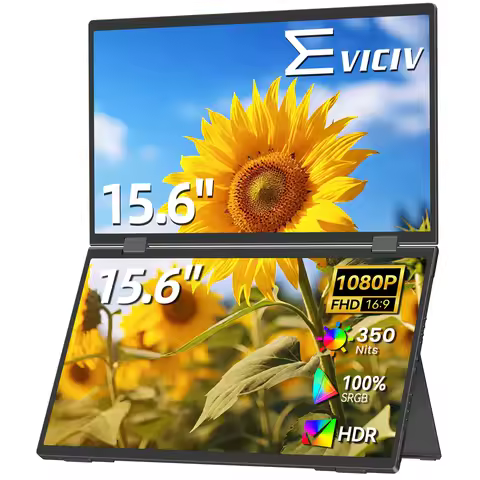 Triple Laptop Screen Extender 15.6" 1080P FHD IPS Folding Stacked Dual Portable Monitor USB-C Travel