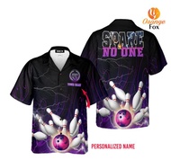 Spare No One Purple Bowling Custom Name HAWAIIan CASUAL Shirt  HAWAIIan CASUAL Shirt, Size XS-6XL, Style Code35
