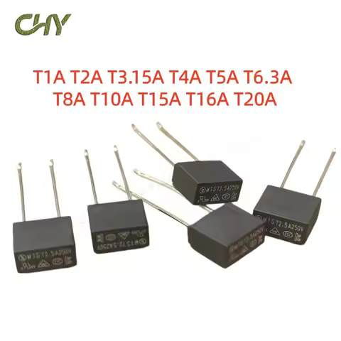 10-200Pcs T1A/2/3.15/4/5/6.3/8A/10A/15A/16A/20A 250V MTS Black Square Slow Blow Current Encapsulated