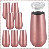 8 Packs Stemless Champagne Wine Tumbler 6 OZ Double-Insulated Wine Tumbler with Lids Unbreakable Coc