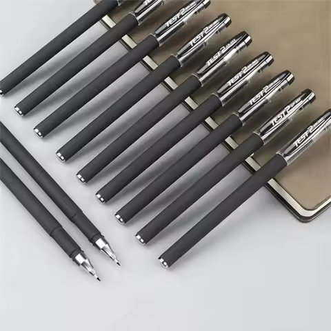 10Pcs/Set Pen Sets Black Ink Refill Gel Pen Bullet Tip 0.5mm School Office Supplies Stationery Offic