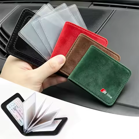 Car Styling Logo ID Card Driver License Package Wallet Center Cover for Audi C7 C6 8U Q5 A5 A4 B8 B6