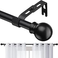 Black Curtain Rods for Windows 48 to 62 Inch, 5/8 Inch Small Curtain Rod Set with Brackets(size：1.9-
