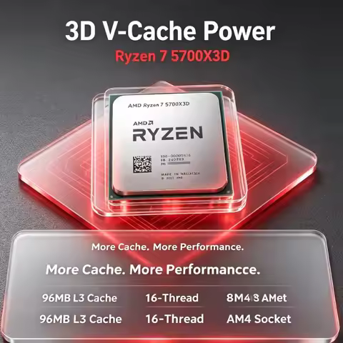 AMD R7 5700X3D Bulk AM4 Desktop Processor 8 Cores 16 Threads 105W Max Boost 4.1GHz Support DDR4 Fit 