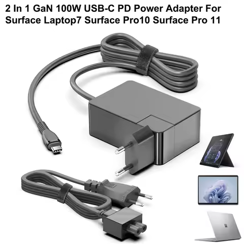 PD 3.0 GaN 100W 65W USB-C PD Power Adapter Quick Charge Desktop Wall Charger For Surface Laptop 7 Su