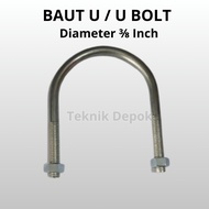 Per piece U Bolt 3/ 8 x 8 inch Galvanized Pipe Fastener Clamp 2 U Nuts Bolt 10 mm x 8 inch UBolt Cla