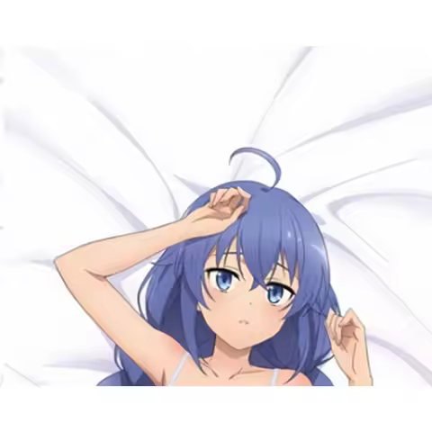 Anime Roxy Migurdia Dakimakura Pillow Cover Blue Hair Ahoge White Shirt Bow Double Sided Printing