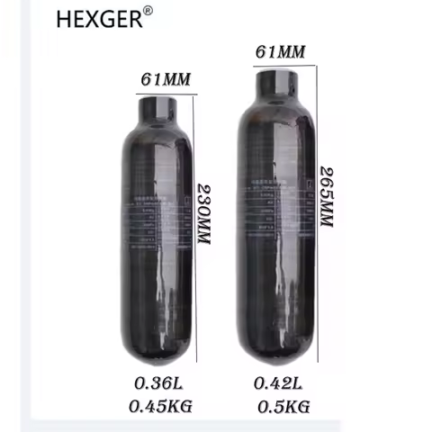 HEXGER 4500PSI 300Bar 30MPA 0.36L 0.42L Carbon Fiber Cylinder HPA Tank Diving Scuba Bottle M18*1.5