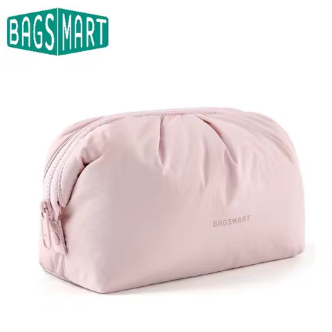 BAGSMART Makeup Bag Large Capacity Cosmetic Bags for Women Wide-open Make Up Pouch Travel Essentials