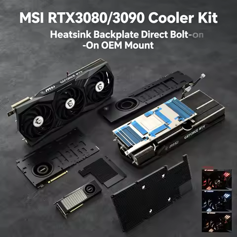 Custom Modified Cooler Kit for MSI RTX3080/3090 AERO – Heatsink + Backplate,Direct Bolt-On toOEM Mou