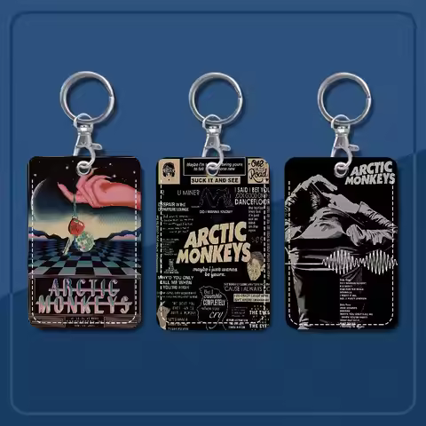 A-Arctic M-Monkeys Rock Band Bank Card,Subway, Bus Card Holder Keychain Key Ring Door Access Tags ID