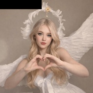 MXFASHIONE Feather Glory Crown Headband, Dress Up Props Glory Shape Virgin Mary Queen Tiara, Double 