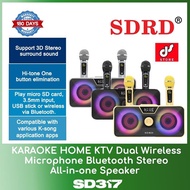 SDRD SD317 KARAOKE HOME KTV Dual Wireless Microphone Bluetooth Stereo All-in-one Speaker WITH 6 MONT