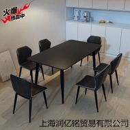 Small Apartment Dining Table Home Set Modern Rectangular Rock Board Dining Table Light Luxury Italia
