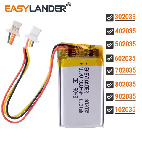 3.7V 250mAh 402035 Lithium Polymer Rechargeable Battery JST 1.25U 3pin 302035 502035 602035 702035 8