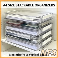 NFS A4 Paper Organizer Stackable Storage Box Office Organization Clear Organizer Desktop Storage Box