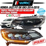 Coplus Honda Jazz Fit GK GK5 2014 - 2019 Triple Projector Led Headlamp With Signal Running