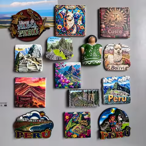 Peru Fridge Magnet Historic Sanctuary of Machu Picchu Lama Glama Vinicunca Cusco Rainbow Mountain An