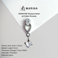 Pear and Round Dangler ASTM F136 Titanium Stud Labret Earring 16G