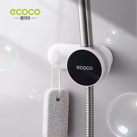 Ecoco Adjustable Shower Head Holder with Sticker Universal Wall Mounted Bracket No Drill Stand Bathr