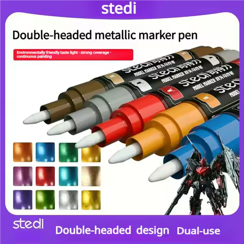 Stedi 12-Colors Combo Dual Brush Water Based Marker Pen for Gundam Military Modeling Touch-up Painti