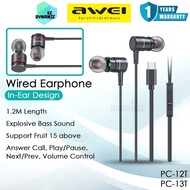 Awei PC-12T Wired Earphone Stereo Sound Awei PC-13T Wired Headphone Awei Earphone 1.2M Length Awei P