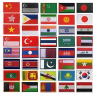 Asia Country Accessories National Flag Badge Embroidered Velcro Armband Cloth Label Korea China Saud