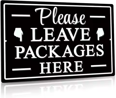 Diuyouji Please Leave Packages Here Metal Sign, Package Delivery Decor, Indoor/Outdoor Use for Front