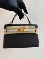 Hermes mini kelly SO special order noir and craie GHW