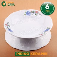 PARABOT JAYA - SET 6 PCS - PIRING KERAMIK LUCKY BUNGA RANDOM / UKURAN 9 - Piring Cantik - Piring Ke