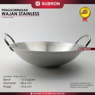 SUBRON Thick Stainless Steel Frying Pan Wok Cauldron 36 38 40cm - 36cm