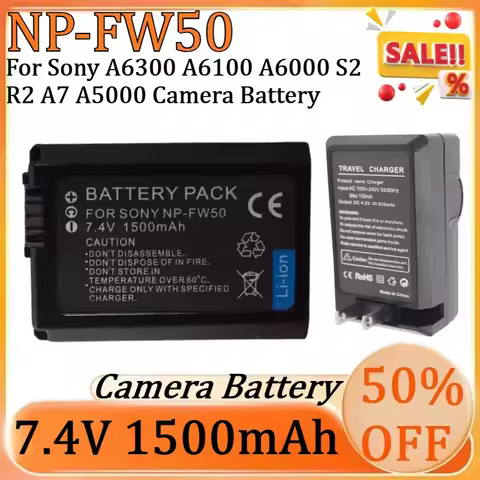 New NP-FW50 7.4V 1500mAh NP-FW50 NP FW50 High Quality Battery for Sony A6300 A6100 A6000 S2 R2 A7 A5