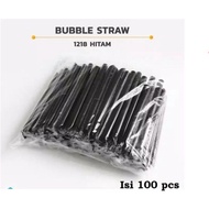 [100 PCS] Black Bubble Straws 12mm x 18cm Sterile Pointed Plastic Wrap BOBA Straw Plastik Straw Boba
