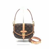 Louis Vuitton LV 棕老花 saumur bb 雙子星 晶片 肩背包