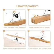 Wooden Trouser Hangers 10 PackNonSlip Hangers for Trousers 360 Degree Swivel Hook Pants Hanger for S