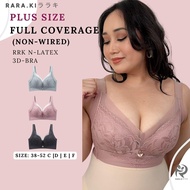 RARAKI PSFF 009 Plus-Size N-Latex 3D Bra Full Coverage Size 38-52 C/D/E/F Cup 5-Hook No-Wire Adjusta
