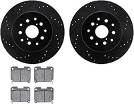 Dynamic Friction Company Rear Brake Rotors-Drilled and Slotted-Black with 5000 Advanced Brake Pads 8