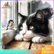 OCE  DIY Cat Paint By Numbers Kit on Canvas 15.75x15.75inch Without Frame Oil Painting Kit for Adult