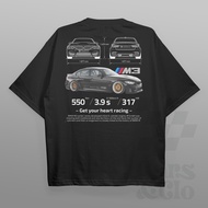 Korea COD，Kereta dan Clo - Hitam Fit Biasa - T-Shirt Emas Rim BMW F80 M3 - F80 M3 Biru, S COD