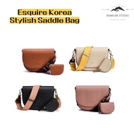 COD！Esquire Korea Stylish Saddle Bag(Brown, Ivory, Black, Pink)