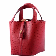 HANDBAG REAL OSTRICH RED ROUGE CASAQUE